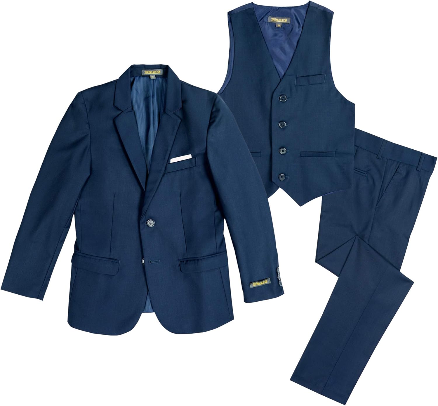 Spring Notion Boys' Modern Slim Fit Suit 3-Piece Set, Customizable Complete Set Available
