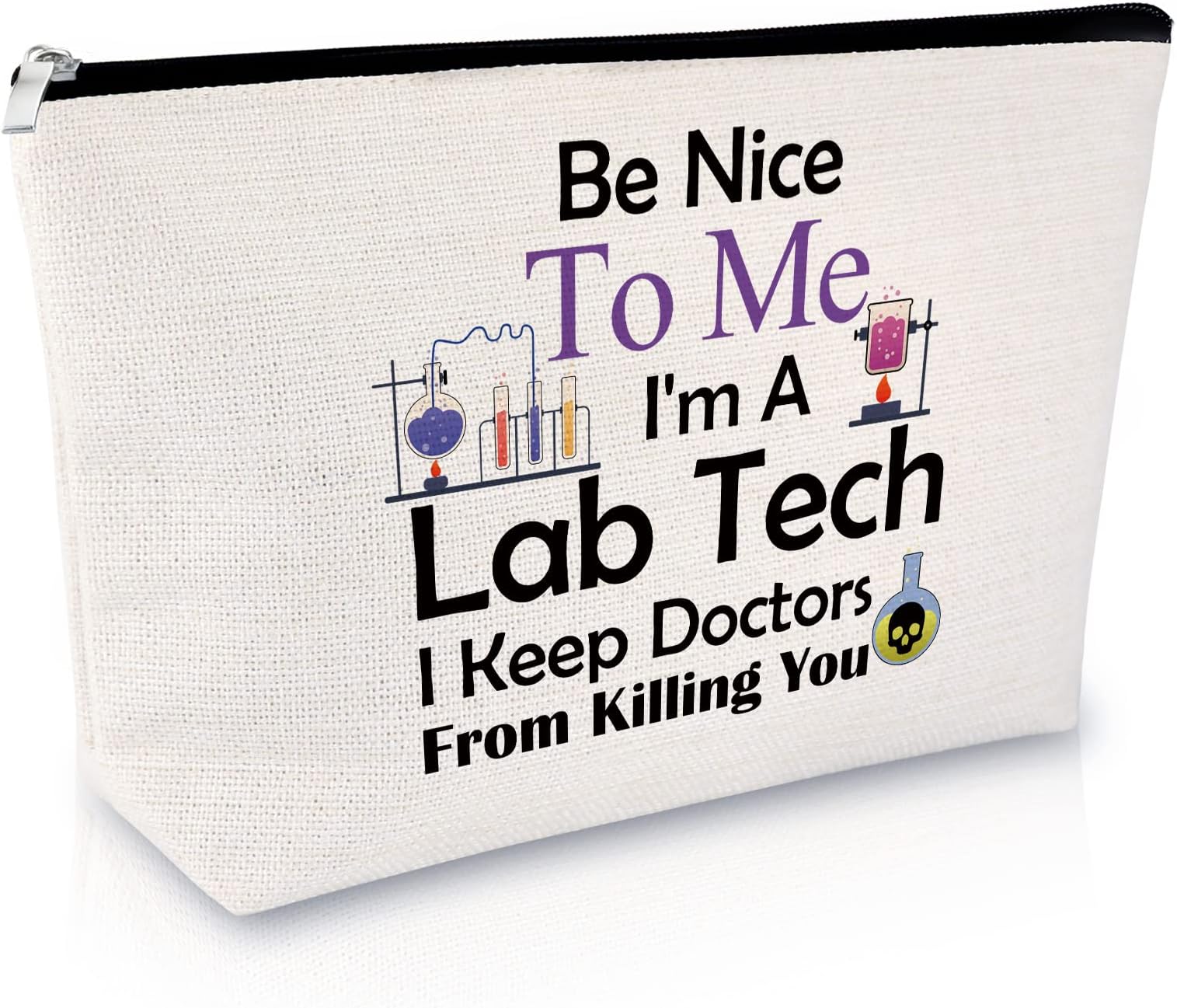 Sfodiary Laboratory Technician Makeup Bag Lab Technician Appreciation Gift for Women Scientist Cosmetic Bag Lab Week Graduation Christmas Birthday Presents Zipper Travel Pouch