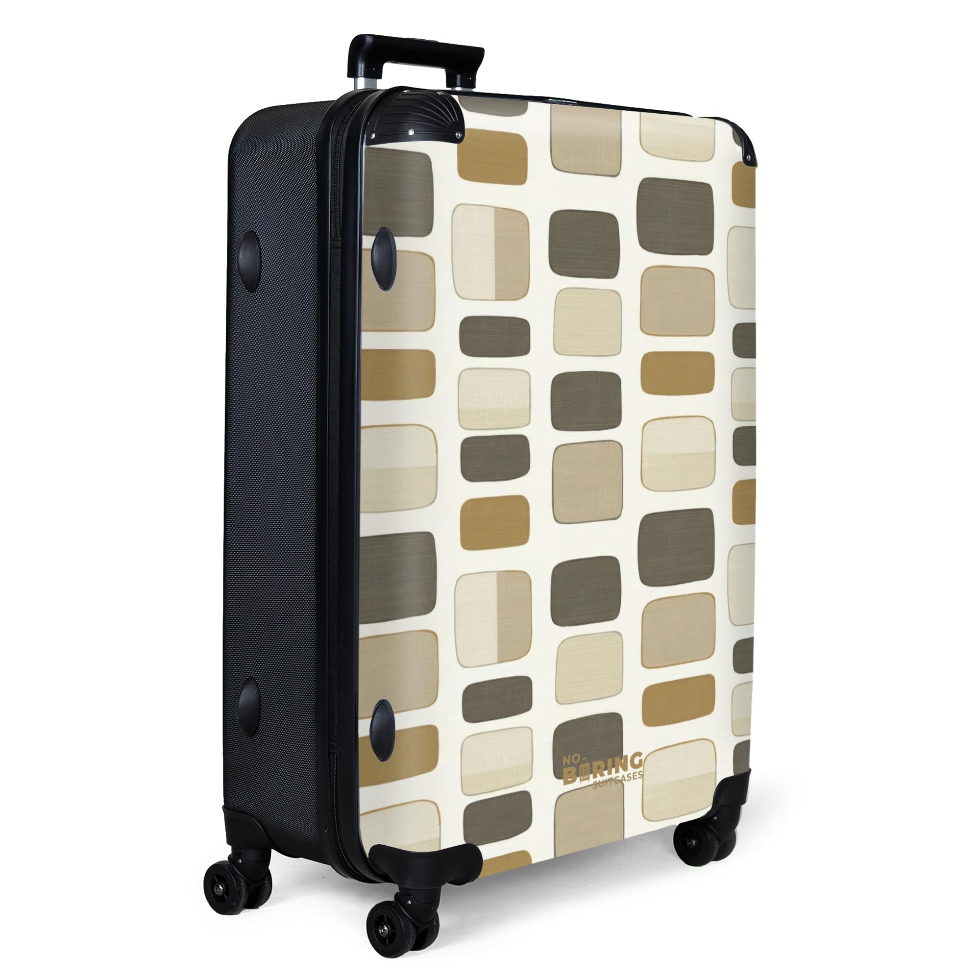 NoBoringSuitcases© Valigia Grande Trolley Da Stiva Viaggio Rigida Leggera | 77x51.5x28 cm - Ruote Valigie Bagaglio Suitcase Large XL Luggage Blocchi - Vintage - Grigio
