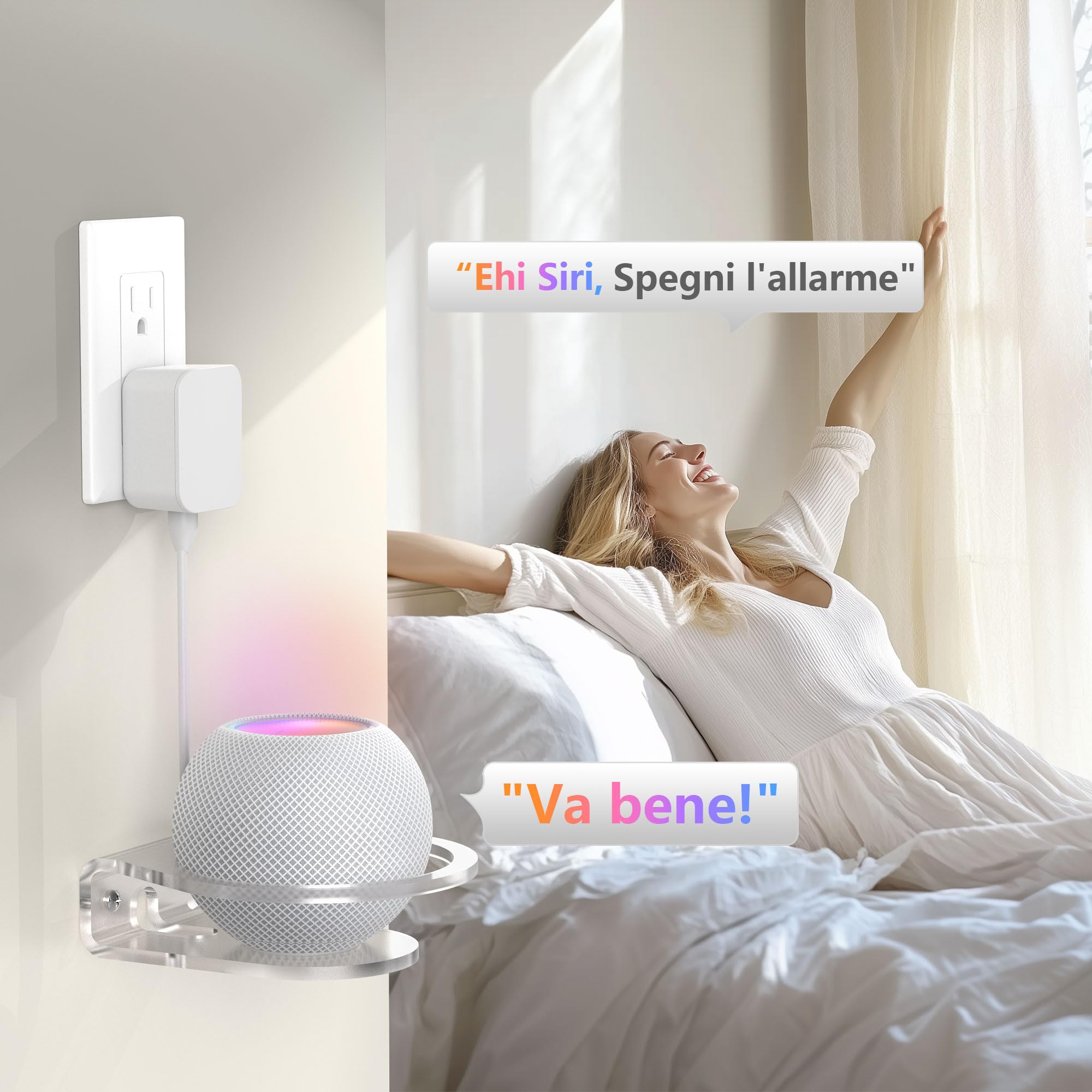 HomeMount Supporto da Parete per Dot 4ª/5ª Gen, Dot Max e HomePod Mini, Staffa Altoparlante in Acrilico Trasparente