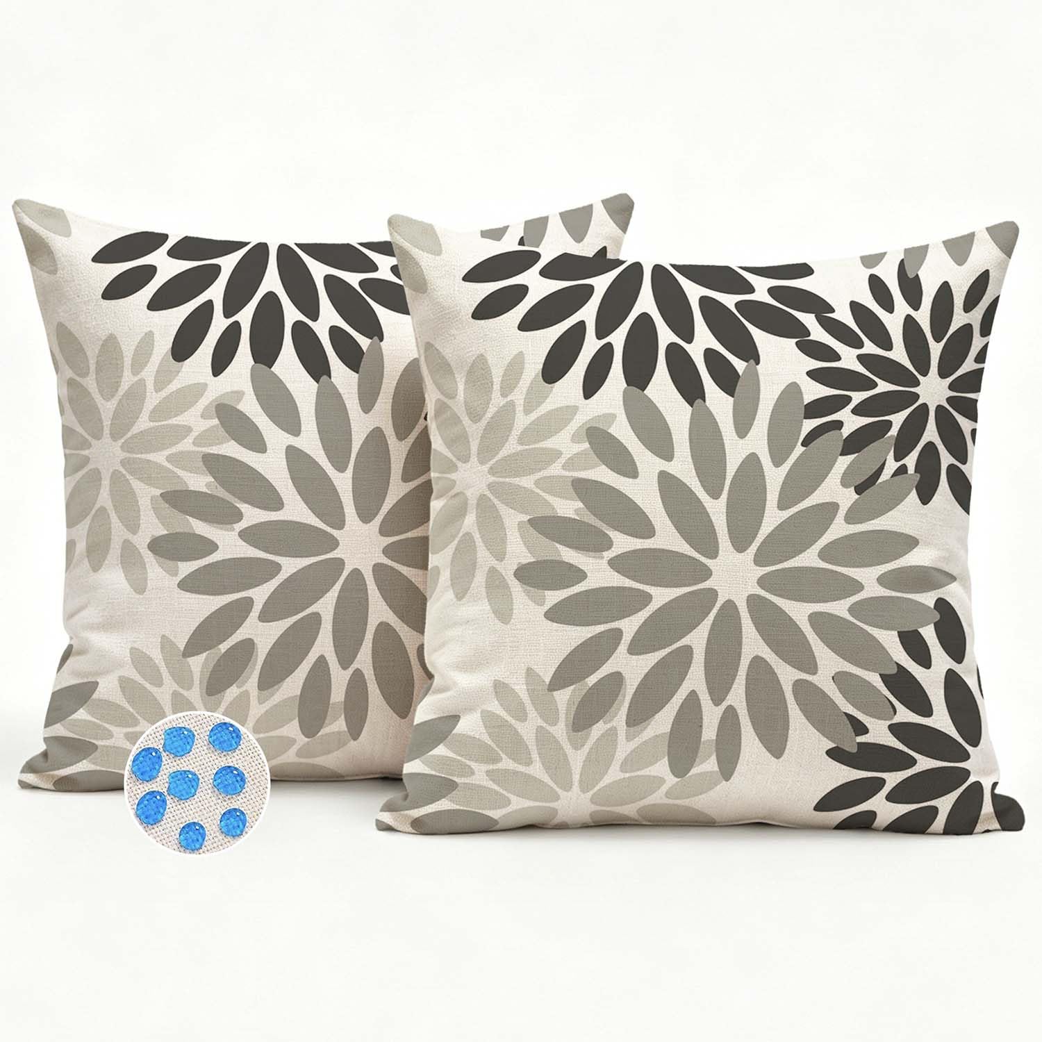 Kiatuniya Outdoor Kissenbezug 40x40 Rot Grau Blumen Sofakiss