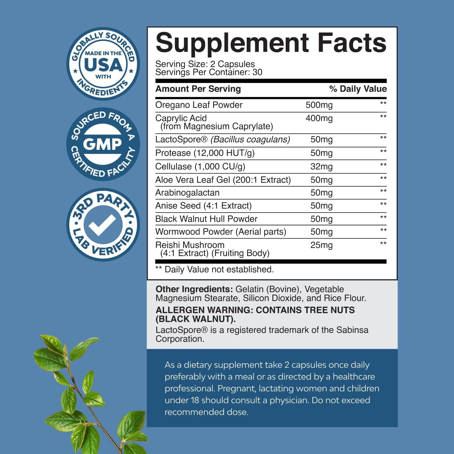 Candida Cleanse Detox for Women - Anti Overgrowth Gut Detox for Women with Caprylic Acid Black Walnut Wormwood and Oregano - Full Body Cleanse with Prebiotics & Probiotics - 30 Days of Supply - Image 3