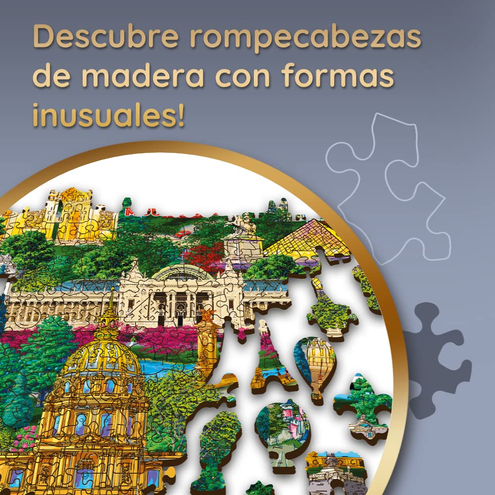 Puzzle De Madera - Francia, Lugares Famosos - 1000 Elementos, Artesanía En Madera, Formas Irregulares, 100 Figuras De Monumentos Y Símbolos Franceses, Moderno Rompecabezas Premium