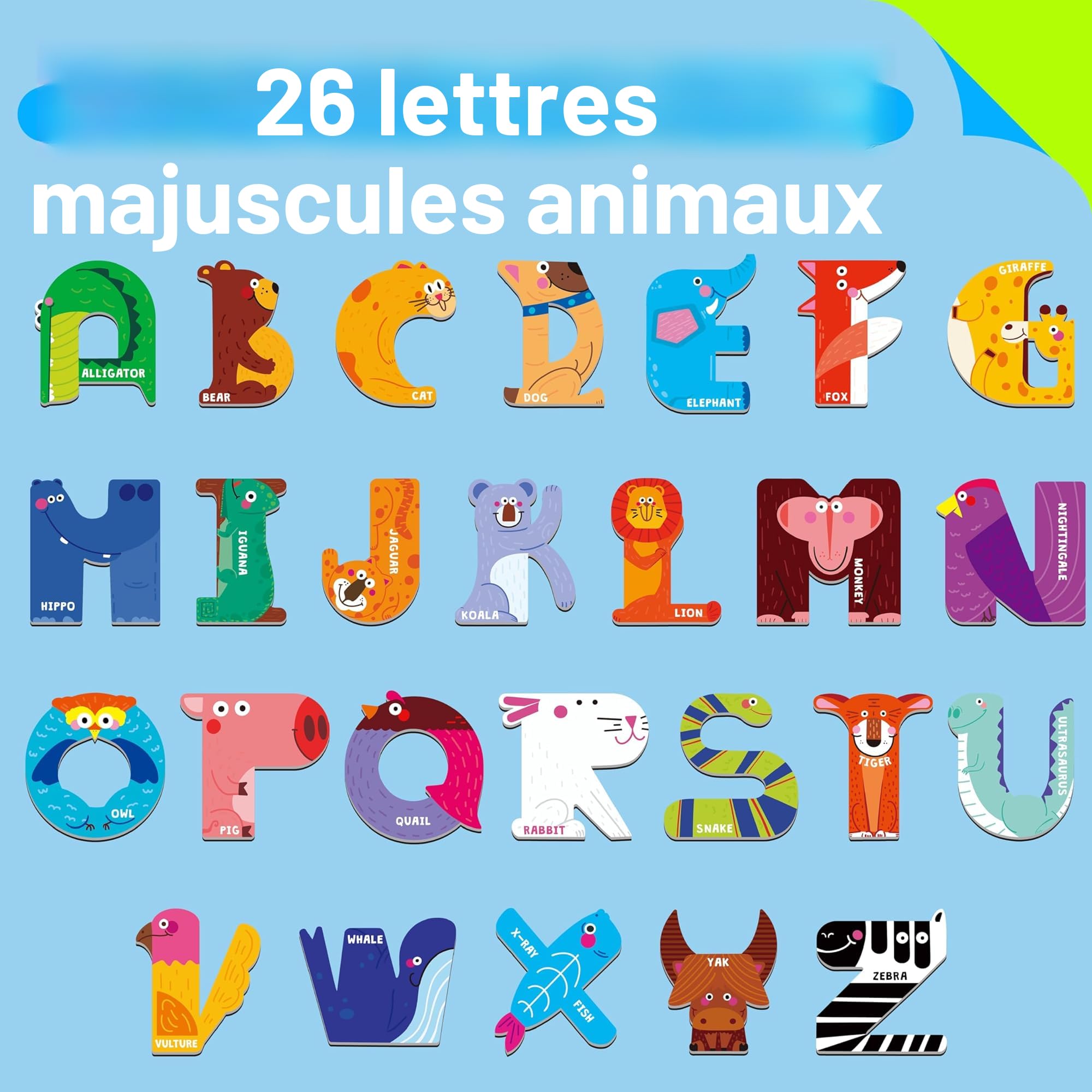 QUTETN 52 Pcs Lettres de l'Alphabet Magnétiques Jouet de Reconnaissance des Couleurs en Bois Enfant QUTETN 52 Pcs Lettres de l'Alphabet Magnétiques Jouet de Reconnaissance des Couleurs en Bois Enfant