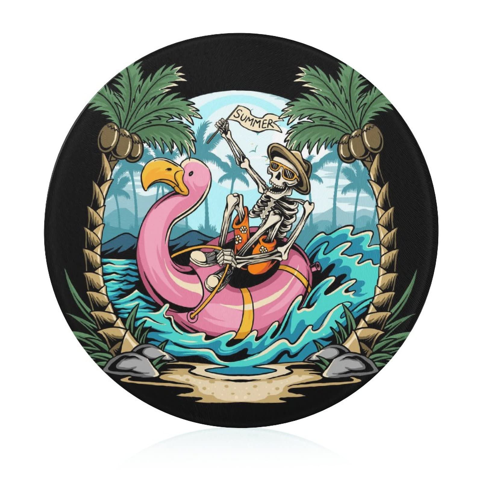 Planche en verre haut de gamme Crâne Flamingo 20 cm, plateau de cuisine durable