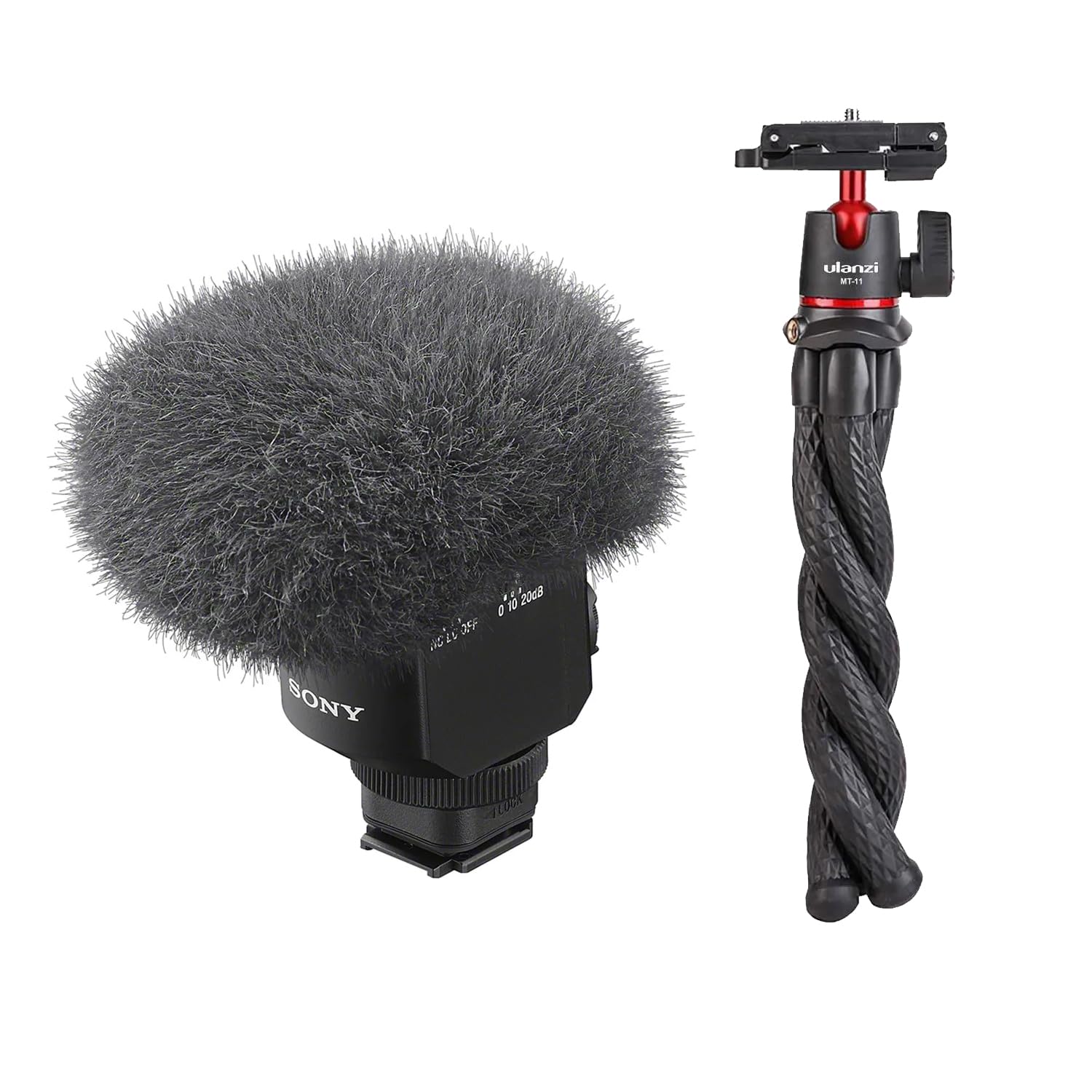Sony Digital Shotgun Microphone ECM-M1, Furry Windscreen, Multi Interface Shoe Cap, Bundle with Multifunctional Octopus Tripod, 1 Year Limited Warranty Black,