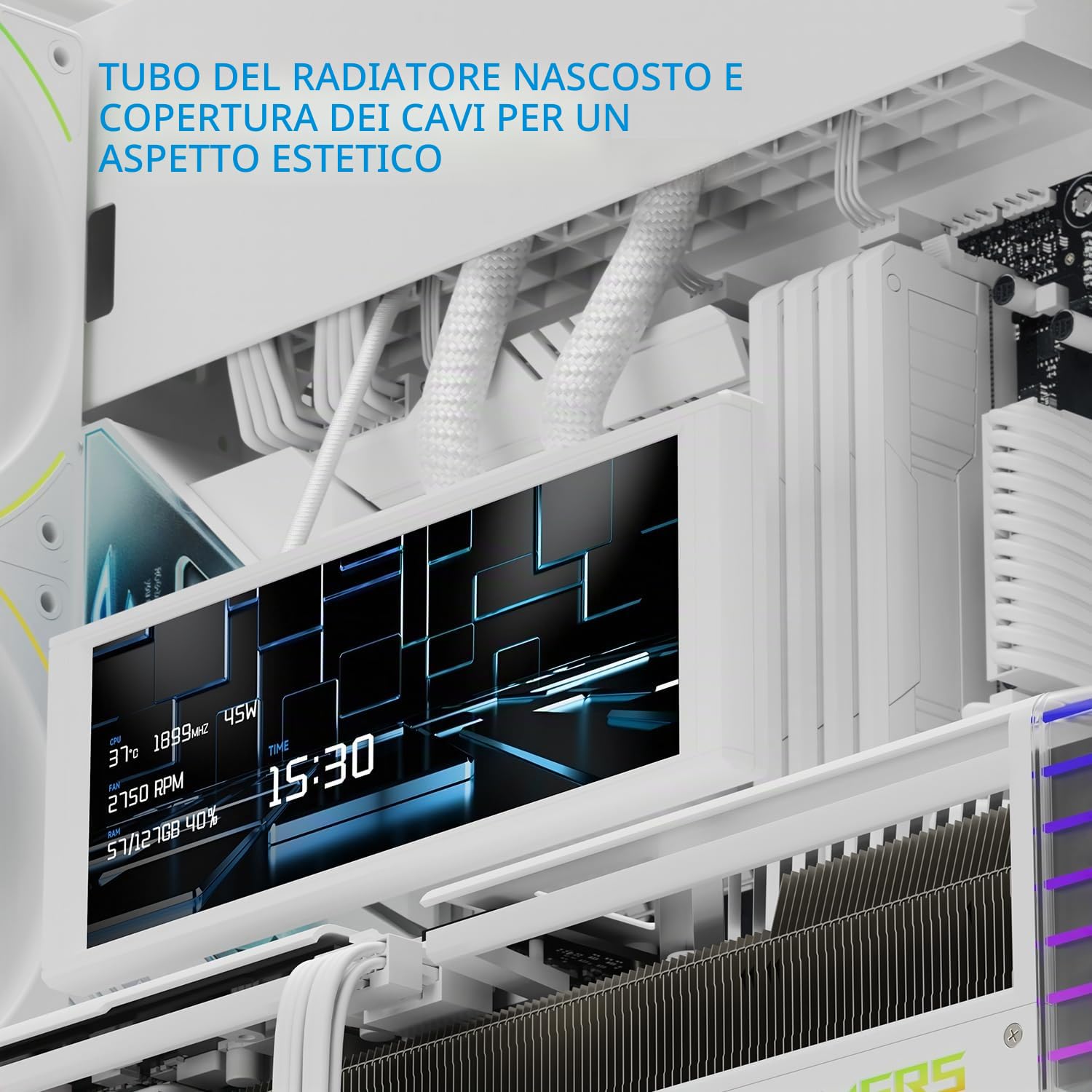 Thermalright A70 Vision Bianco- Case PC con display da 9,16 pollici | vetro di sicurezza panoramico, torre ATX, supporta scheda madre ATX/schede grafiche da 42cm