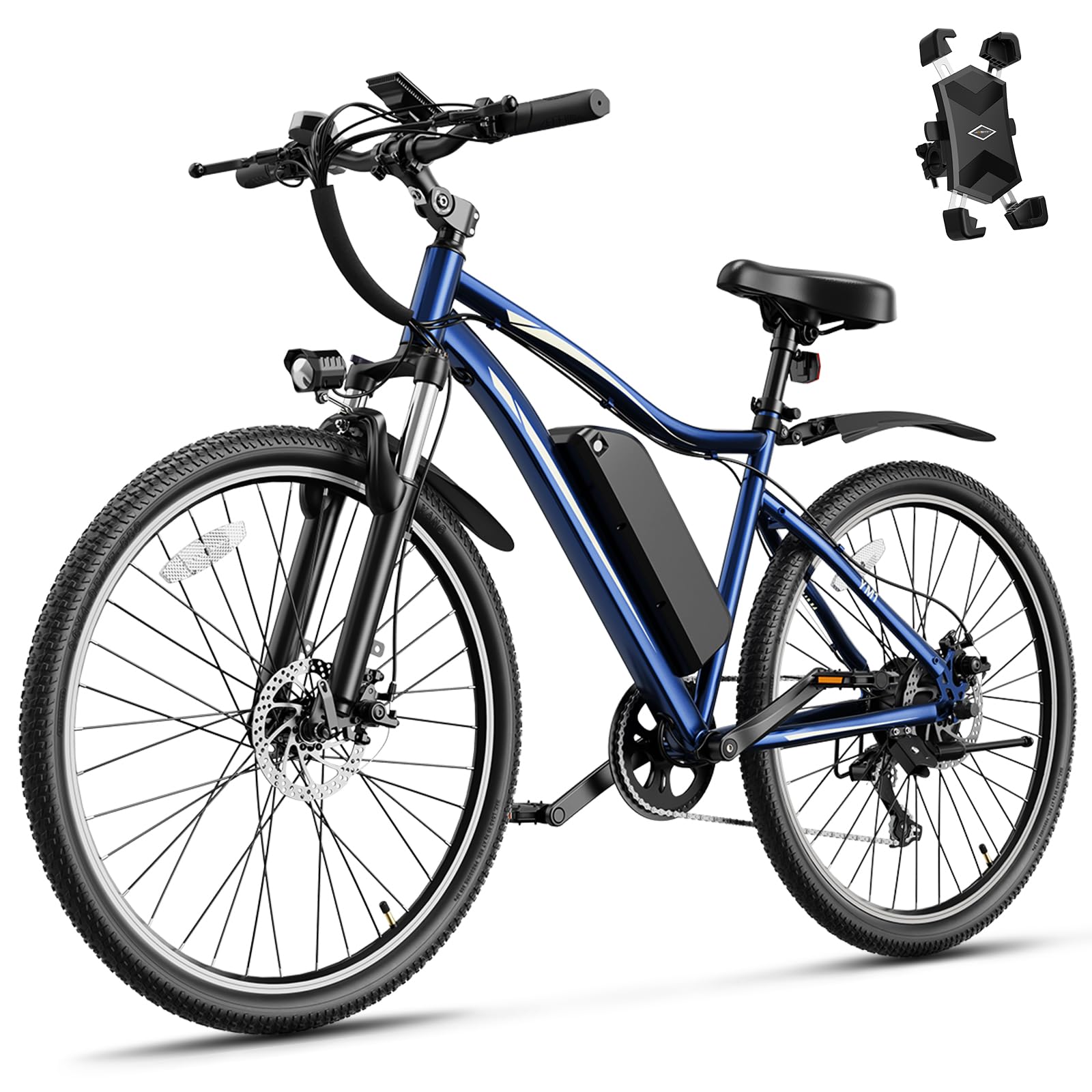 Jasion Electric Mountain Bike for Adults with 750W Peak Motor, 22MPH Max Speed Ebike with 480Wh Removable Battery, 40 Miles Range, 27.5