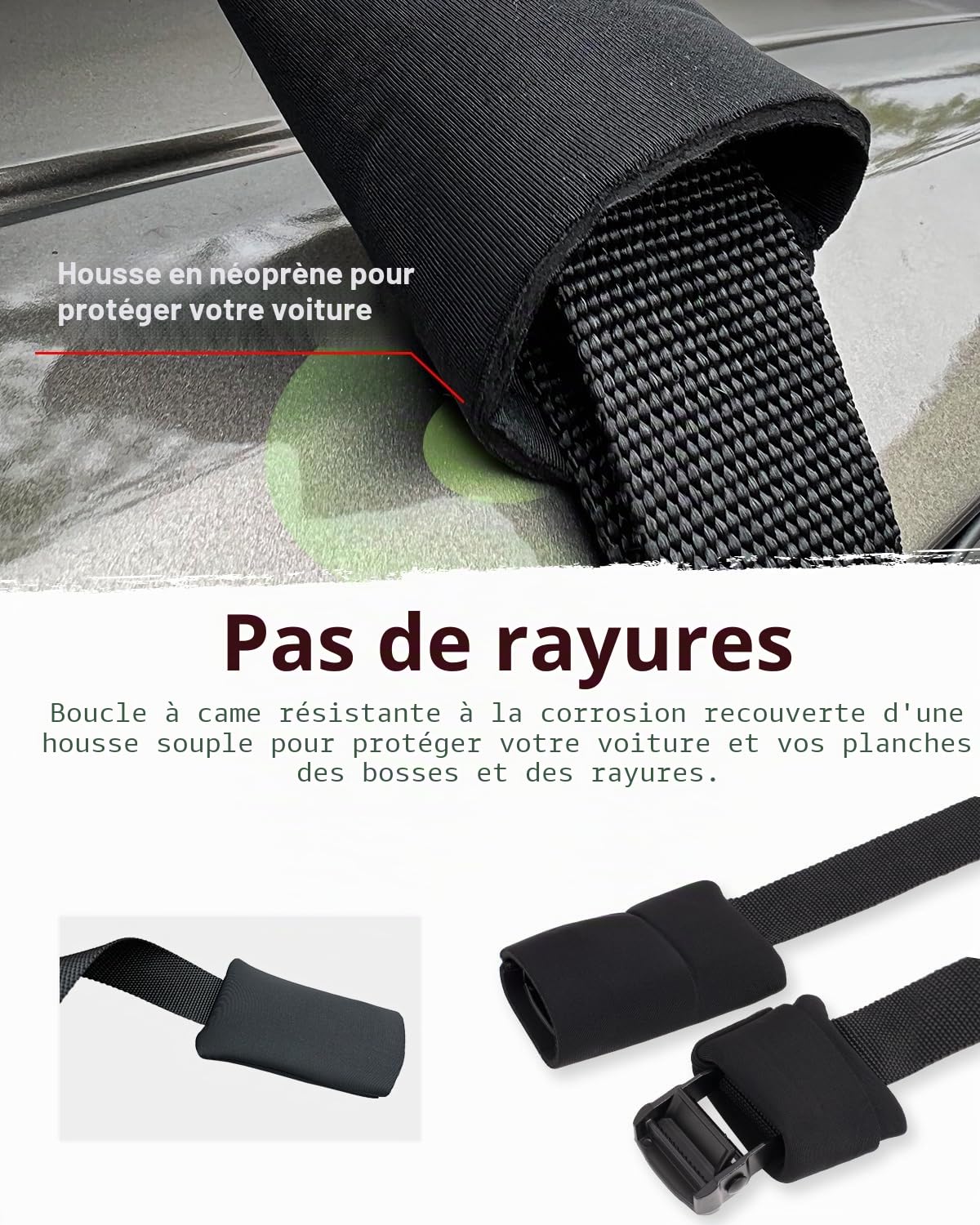 Abahub Coussinets Toit Souples pour Planche Surf, Sup, Kayak, Canoë | avec 4 Sangles D’Arrimage, 2 Cordes D’Arrimage, 2 Bouclese Capot Et Sac Rangement (à Utiliser sans Barre Transversale)