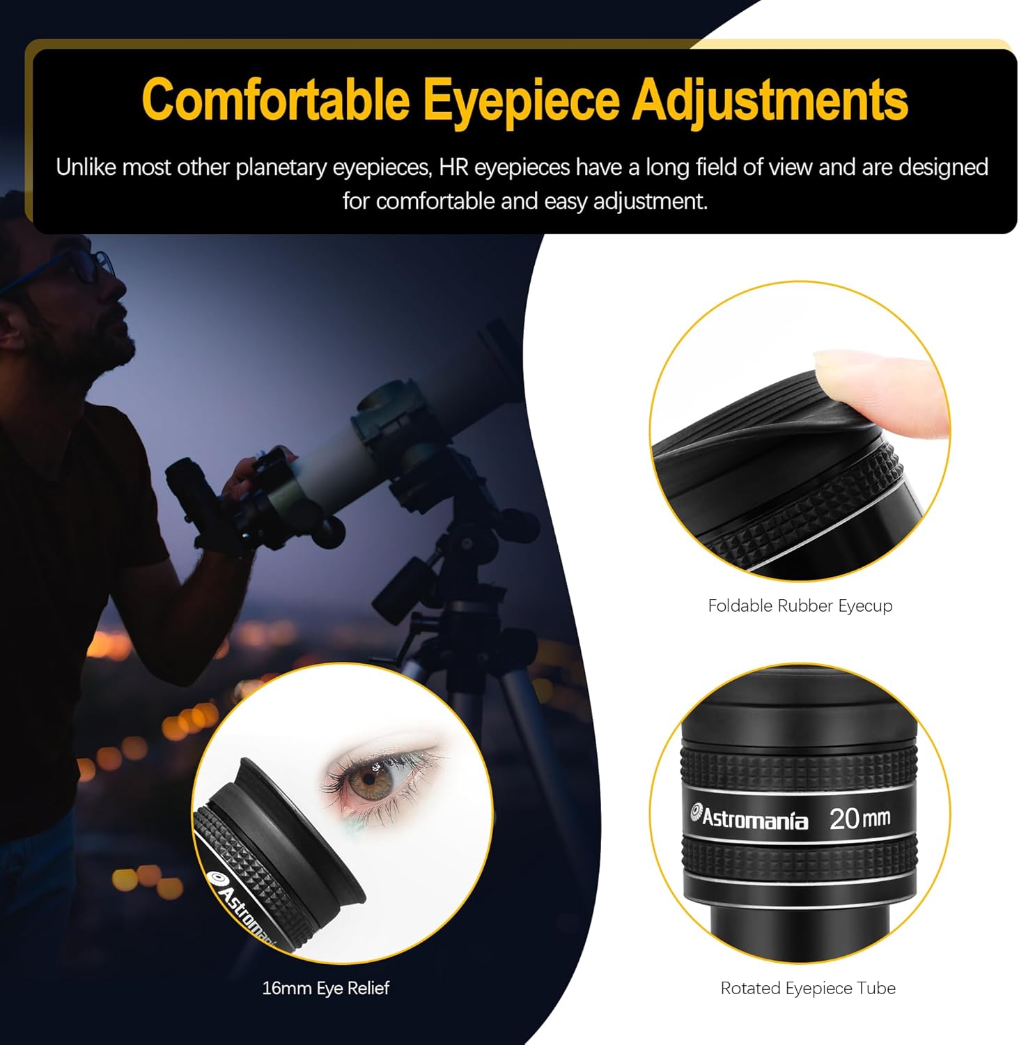 Astromania Telescope Eyepiece 4.5mm, Wide Angle 58 Degree - Bundle with - 58 Degree Planetary Eyepiece 7/20mm
