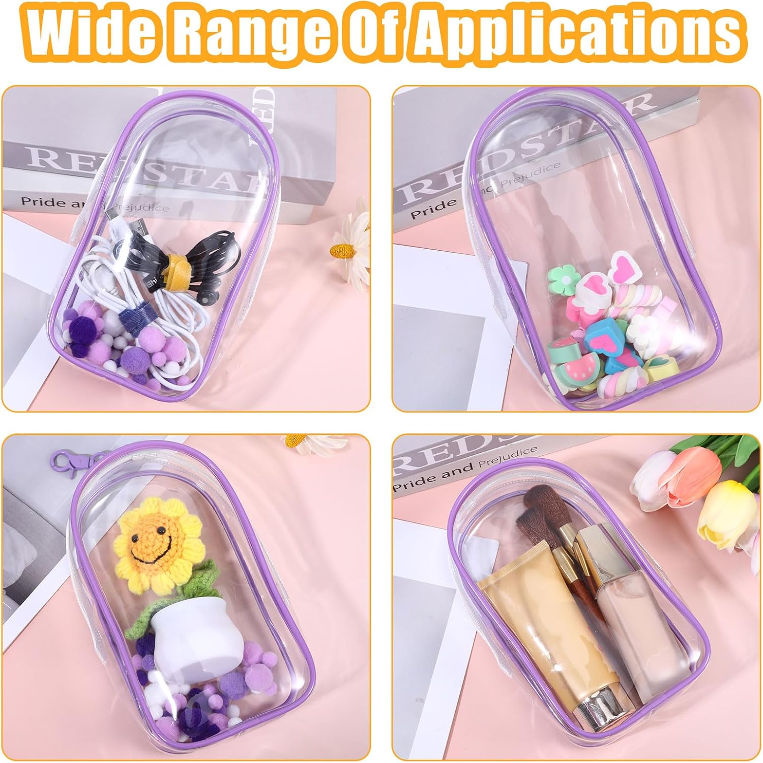 Large Clear Figure Display Bag with Keychain Case Blind Box Keychain Carrying Case Lipstick Charm for Collectibles,Halloween Christmas Gifts for Women,White Elephant Gifts