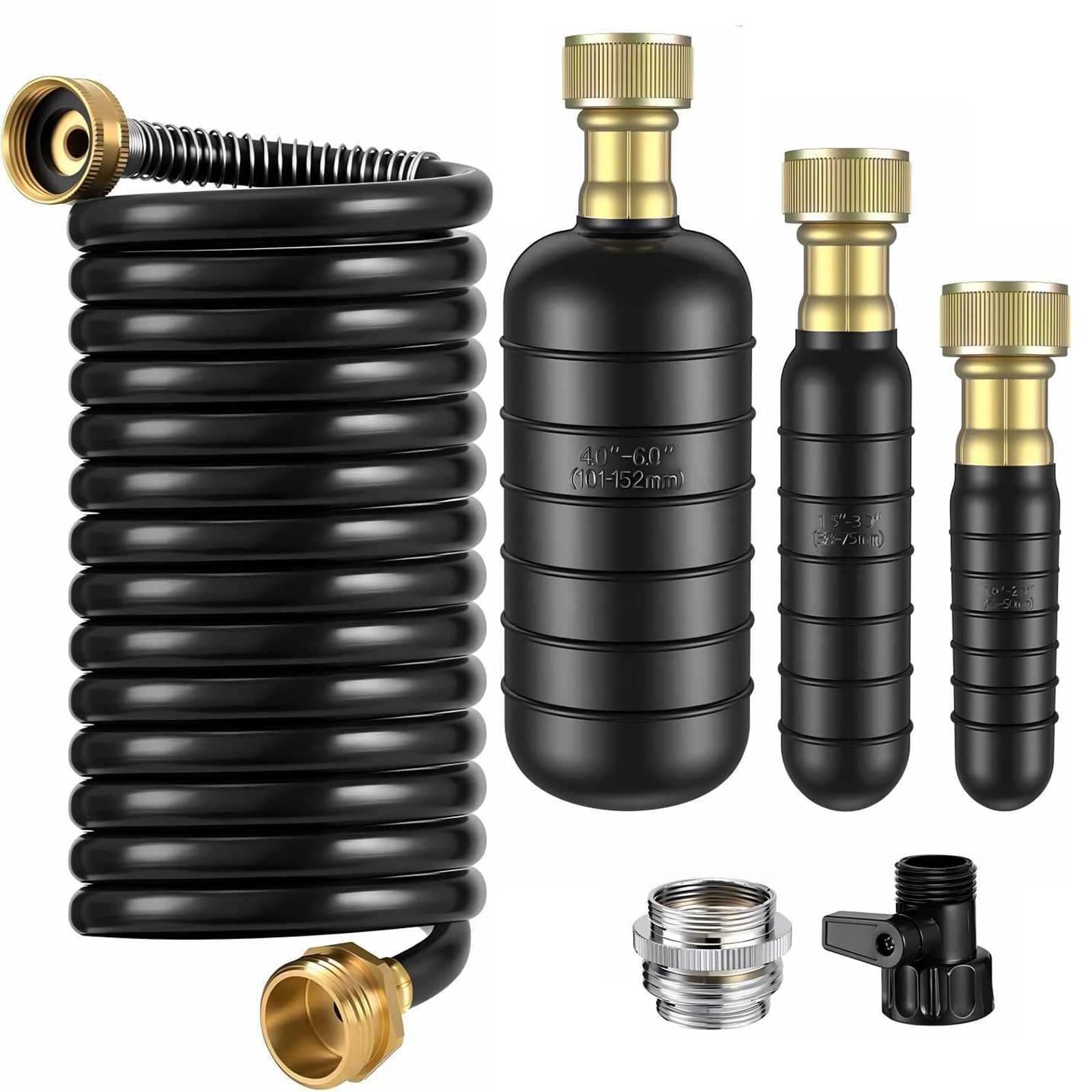 Carotoe Black Brass Water Faucet Connector With Adjustable Hose Length Fit For Gardening Irrigation Leakproof Abs Drain Set Quick Connection Faucet Adapter Multipurpose Hose Set Garden Adapter