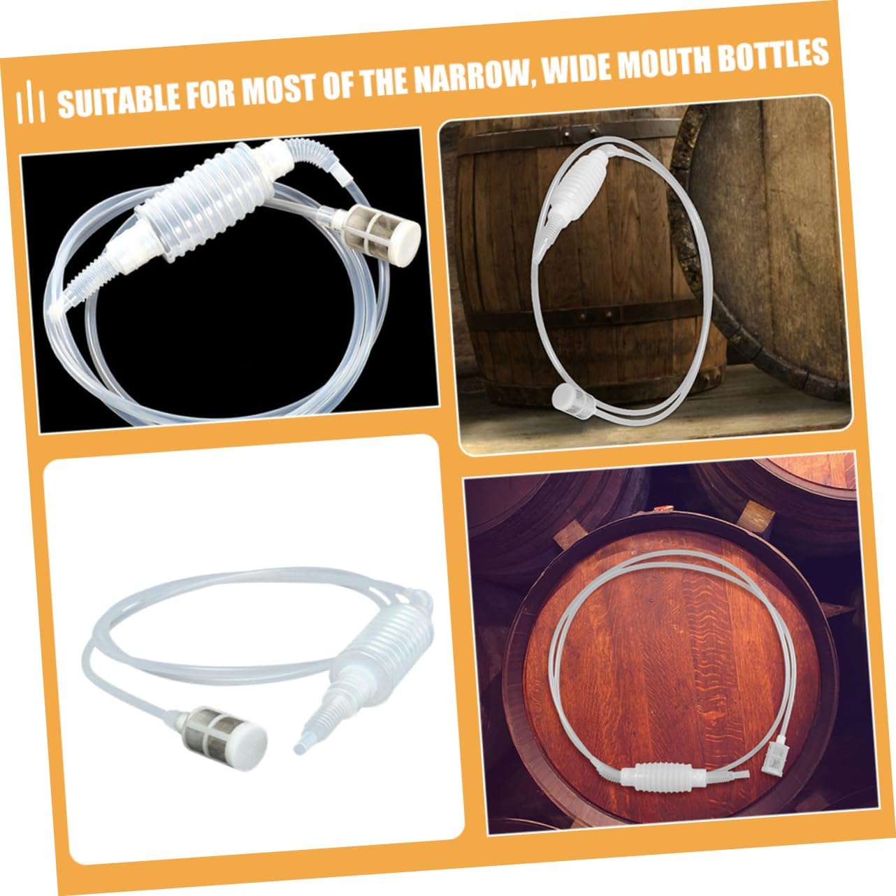 Reusable Wine Siphon Hose 2pcs with Filter Tubing for Home Brewers