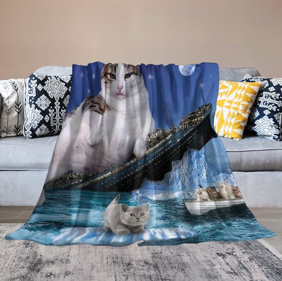 Miniatura 6 de Manta de franela suave The Titanic Sinking Fat Cats para cama y sofá (50 x 60 pulgadas)
