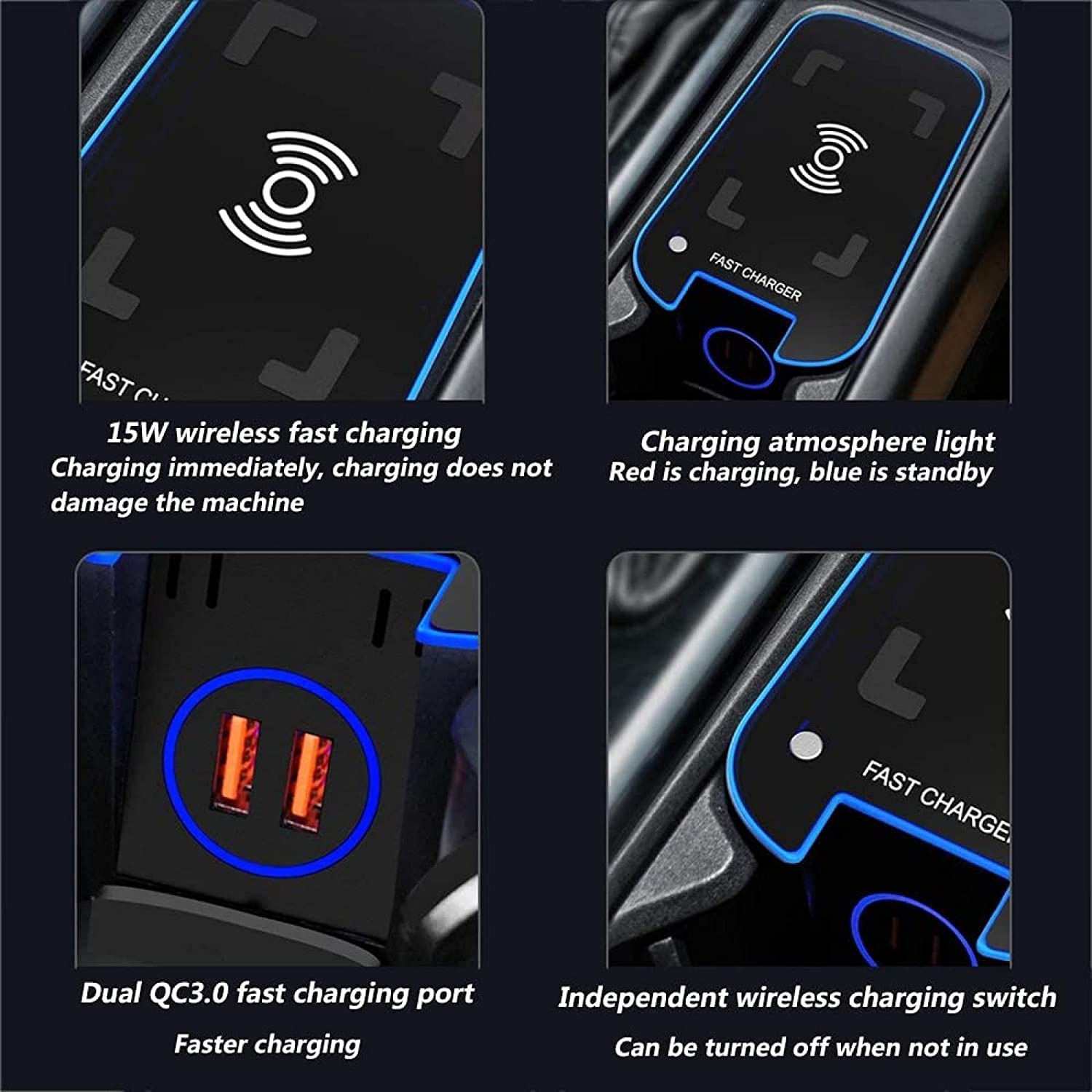 Cargador InaláMbrico Coche Cargador para Volvo XC90 XC60 V90 V60 S90 S60 2016-2021, Consola Central USB TeléFono Carga RáPida Sensor RáPida Smart Carga InduccióN Almohadilla Panel Accesorios