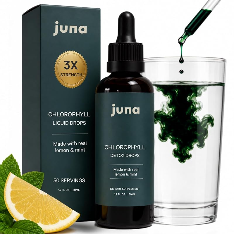 Juna Gotas de Clorofila Líquida com Clorofilina, sabor limão e menta, 60 mg, 50,27 mL