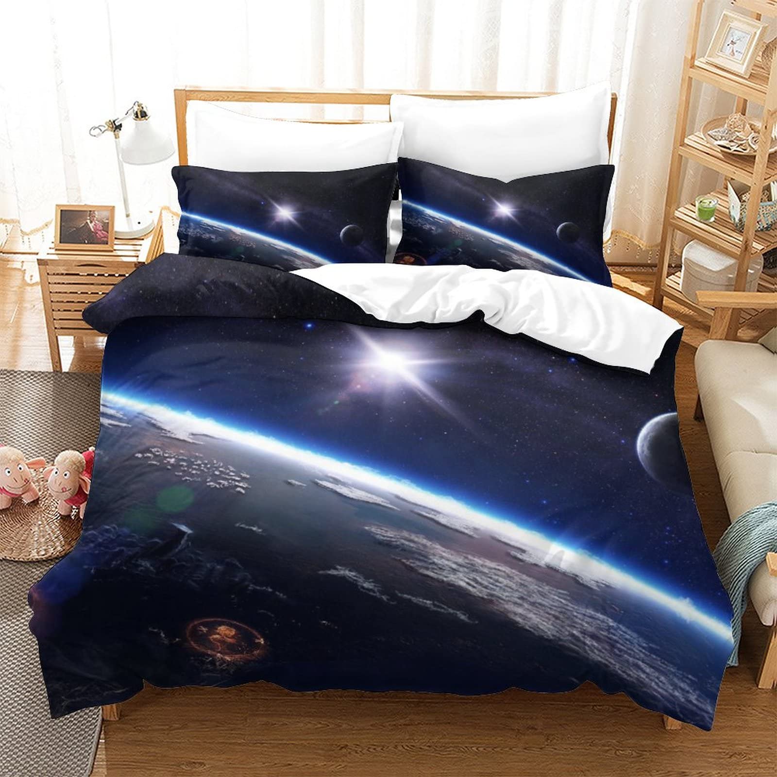 Housse de couette espace astronaute 3D pour lit enfant et ado 220x240cm
