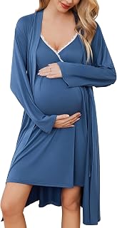 Ekouaer Maternity Nursing Gown and Robe Set