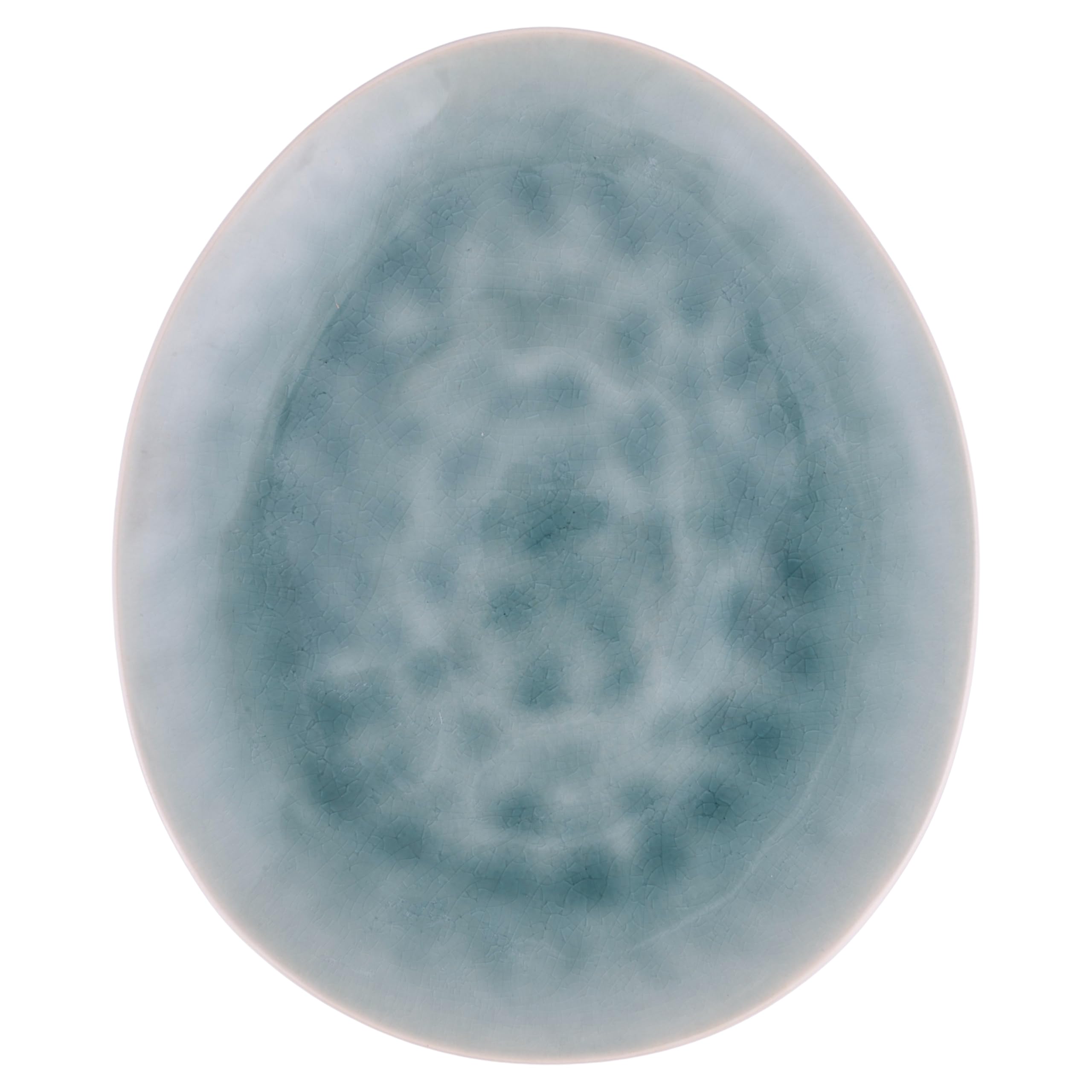 Set of 6 Oval Dinner Plate 29 x 24 cm in Two-Tone Stoneware The Market