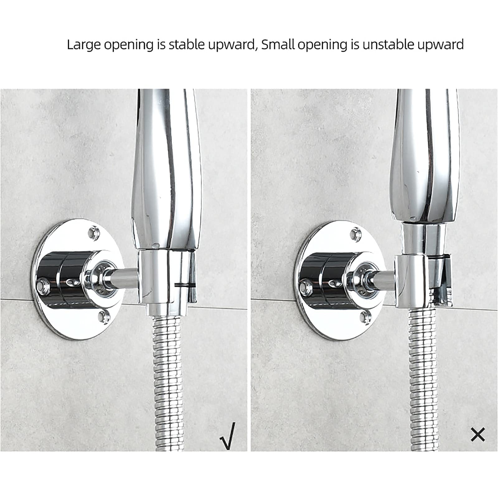 AKAZI Duschkopfhalter Messing Stanzfreie Handbrausehalterung 360 ° drehbare Brausehalterung Wandmontage runder Brausehalter, Chrom (Chrome) (Schwarz)