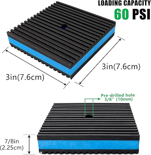 Miniatura 8 de Forestchill Almohadillas antivibratorias, 4 "x 4" × 78 "Almohadillas de aislamiento de goma acanalada resistente con capa central de EVA para