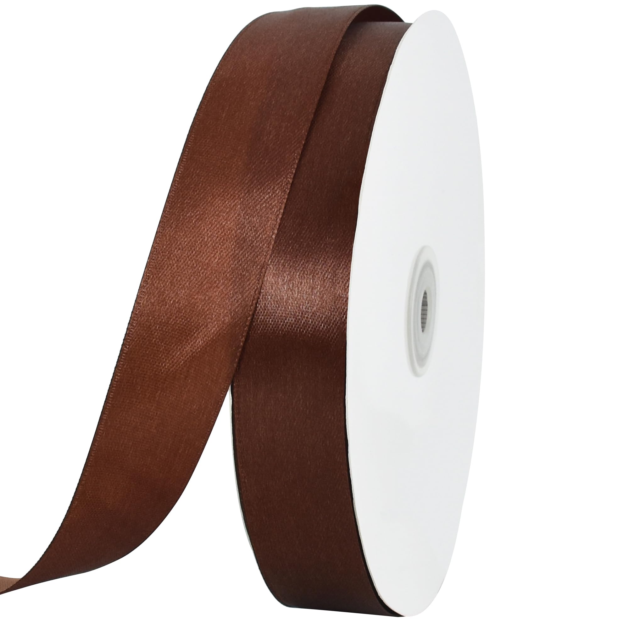 TONIFUL 1 Inch x 100yds Coffee Brown Satin Ribbon, Thin Solid Color Satin Ribbon for Gift Wrapping, Crafts, Hair Bows Making, Wedding Party Decoration, Invitation Cards, Floral Bouquets, Christmas — image 1