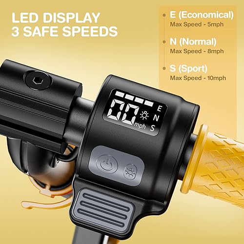 Miniatura 5 de SmooSat Patineta eléctrica E9 azul y E9 Apex amarillo para niños velocidad y altura ajustables plegable a partir de 8 años