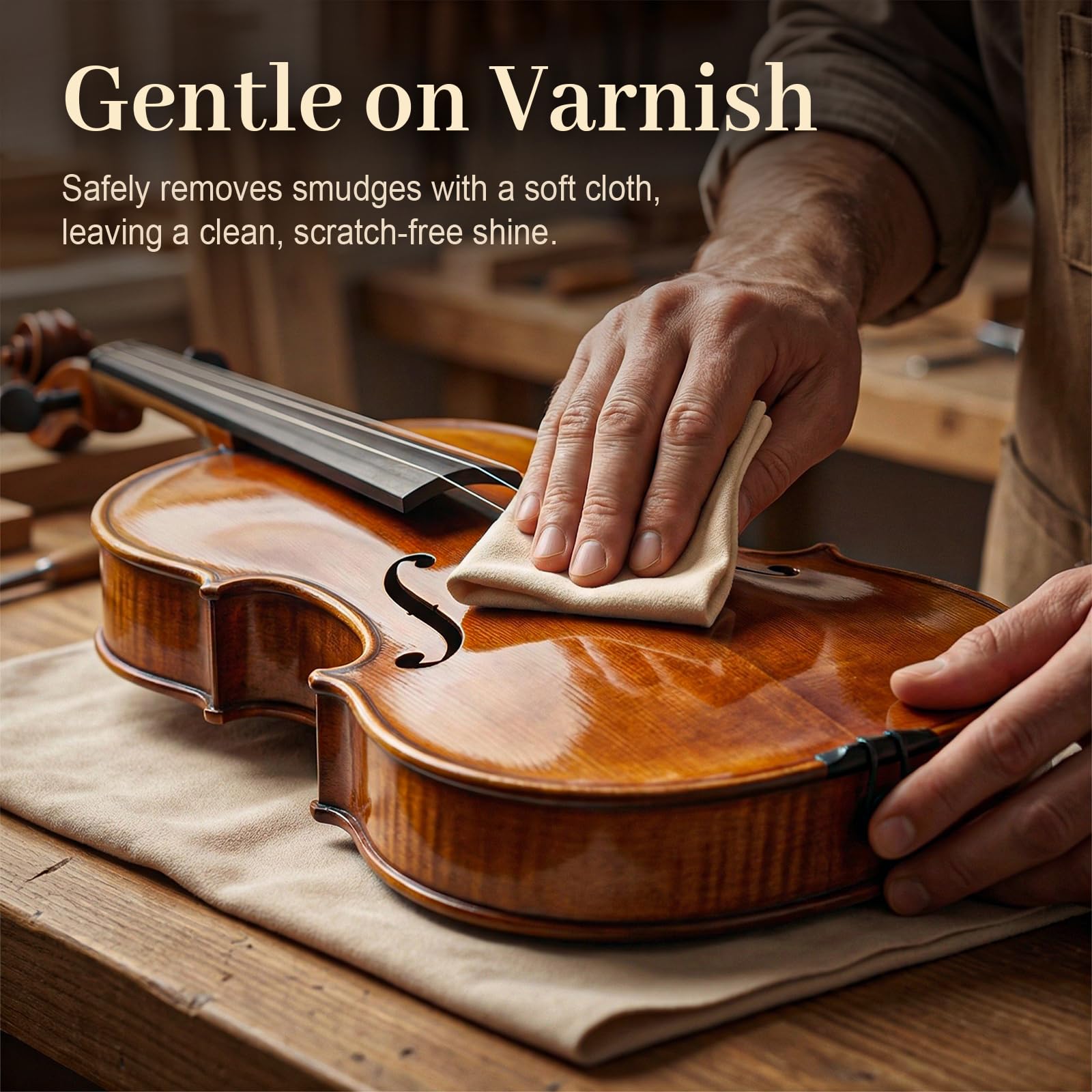 Kit d'entretien pour violon et alto – Kit de nettoyage et de maintenance pour instruments à cordes, incluant colophane, huile protectrice, huile antidérapante pour chevalet et chiffon de nettoyage