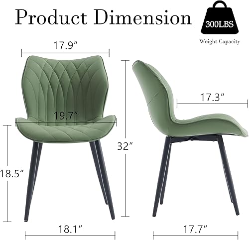 Miniatura 2 de YOUNIKE Juego de 2 sillas de comedor tapizadas de piel sintética para cocina, comedor, modernas de mediados de siglo, sillas auxiliares con respaldo