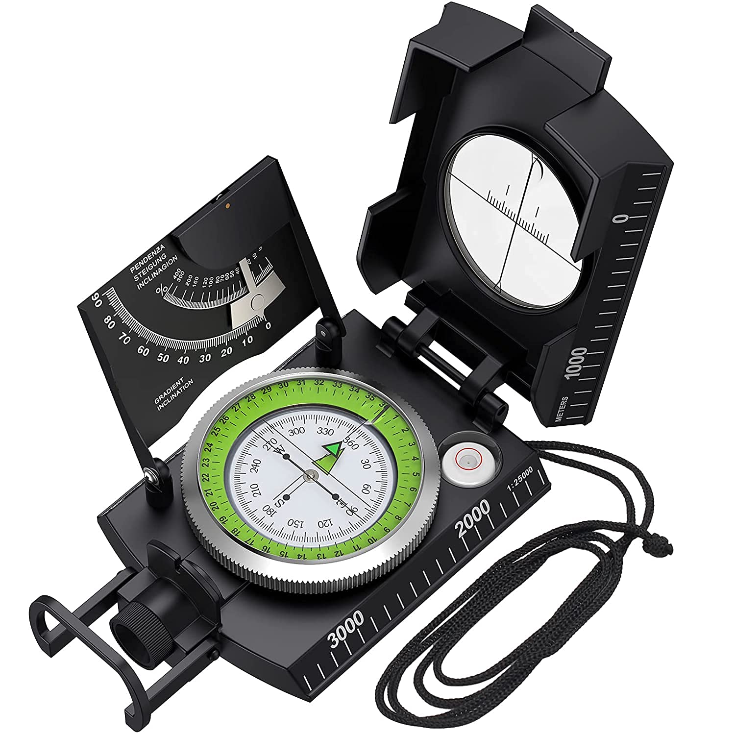 Professional Military Compass with Clinometer - Multifunctional, Waterproof IP65, Metallic, Fluorescent Design, Highly Sensitive & Accurate Readings (B099K4JBJP) Amazon Price History, Amazon Price Tracker