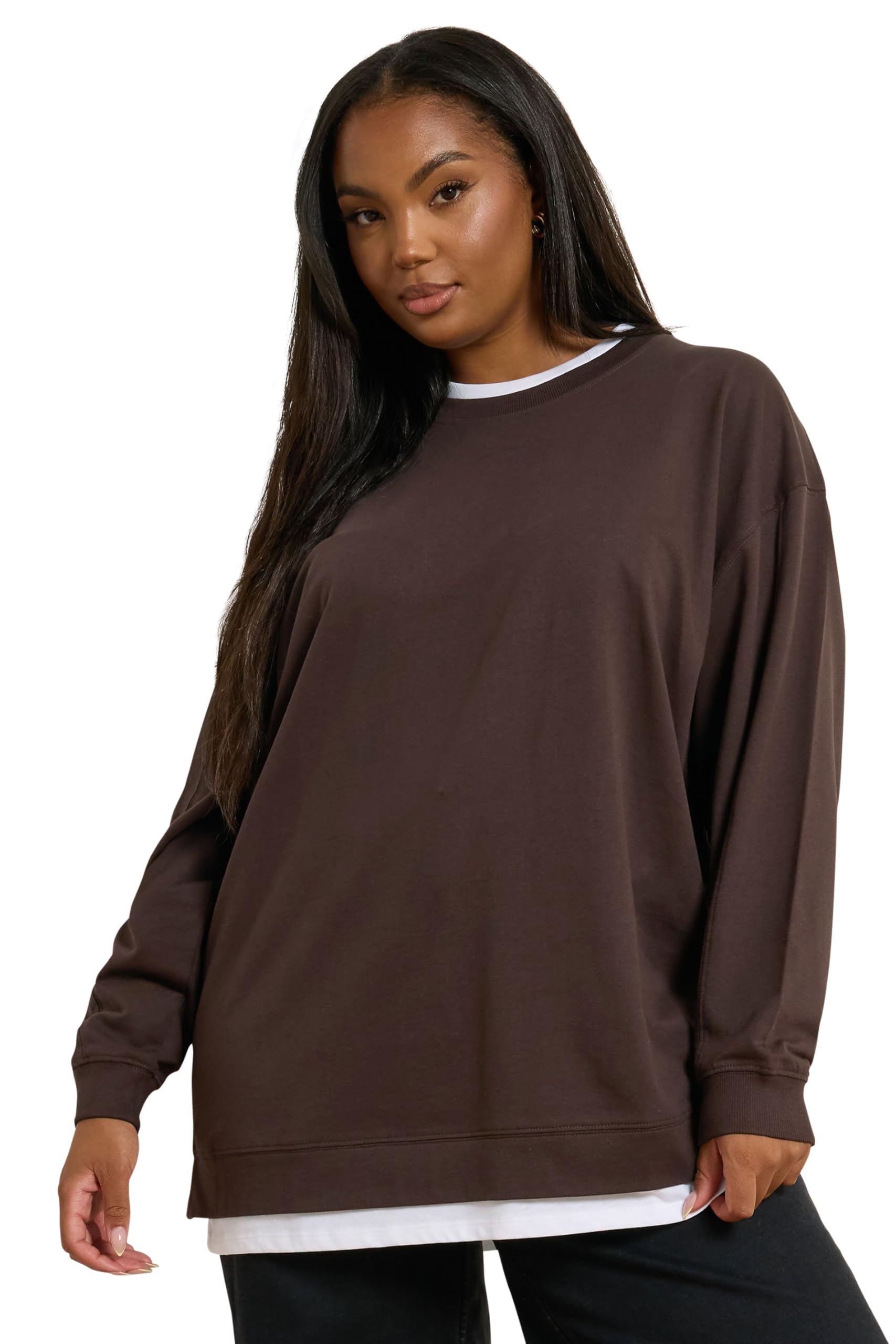 Yours Women's 2-In-1 Jumper in Chocolate | Size: 16