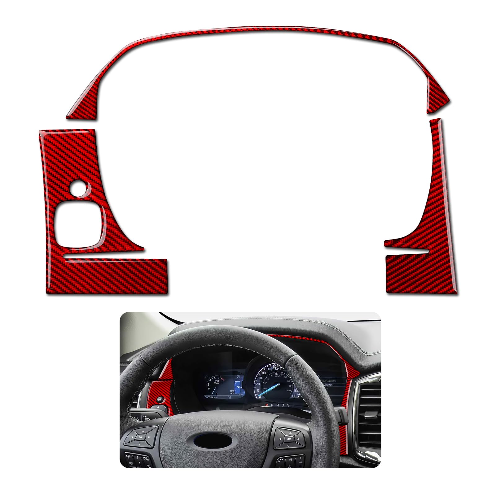 Bande carbone rouge Ford Ranger accessoire intérieur pour trajets et voyages