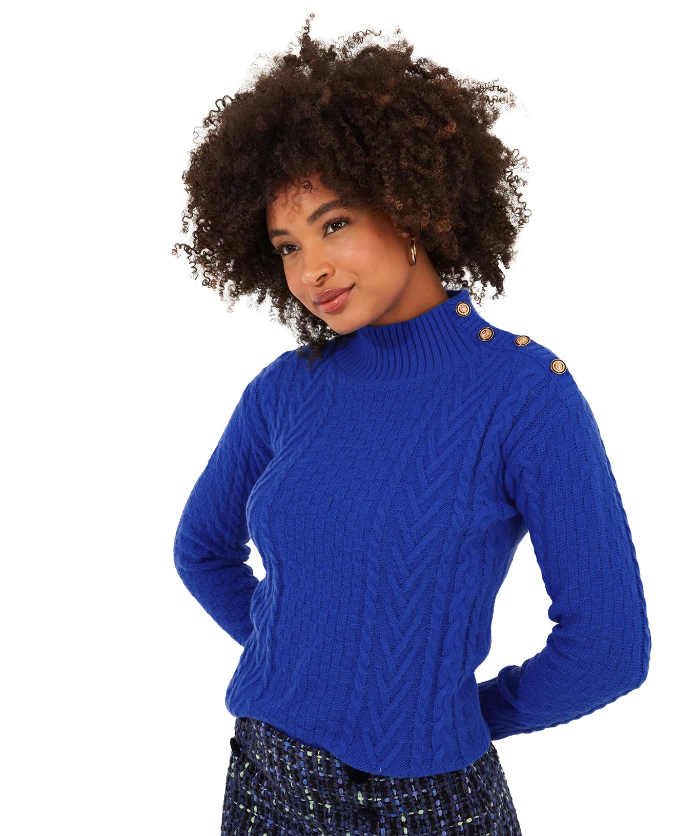 Joe Browns Womens Fashion Cobalt Cosy Cable Knit Ribbed Cuff Jumper, Regular Fit, Blue, UK 18