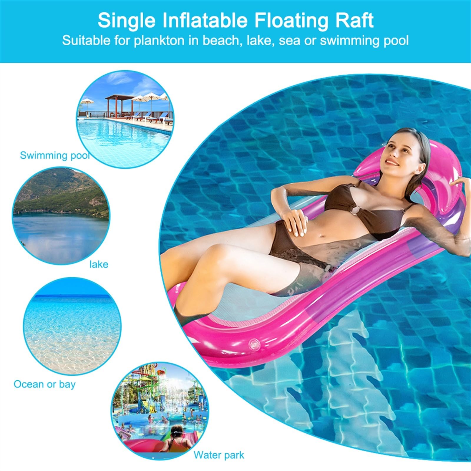 Flotadores de Piscina para Adultos Hamaca Inflable de PVC, Cama Flotante de Agua Plegable, portátil, a Prueba de Fugas, Duradero, Impermeable, Accesorios for Piscina Silla de Agua Flotante