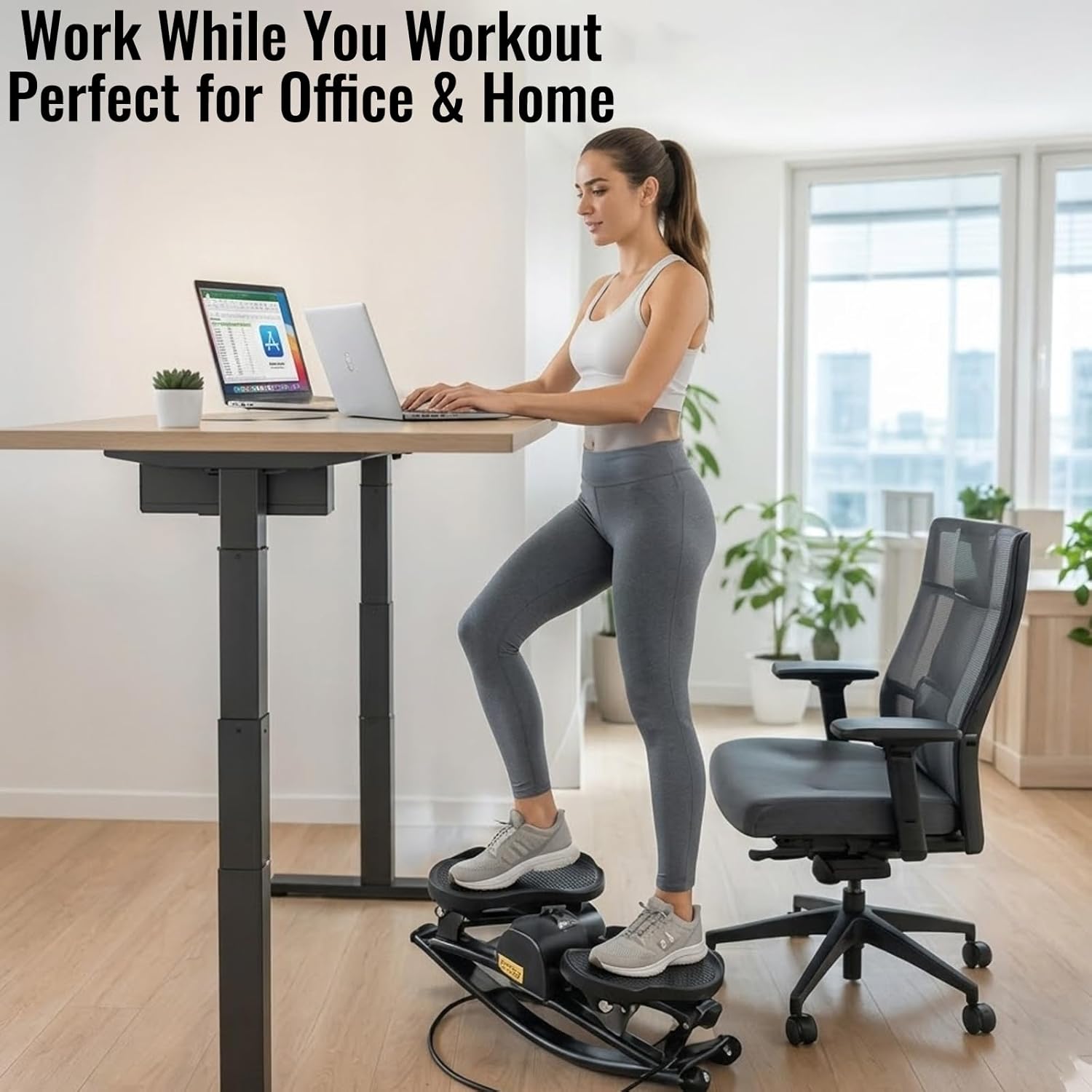 Rock Stepper, Rock Stepper Side to Side with Resistance Bands & Silent Anti-Slip Mat, Stair Stepper for Exercise at Home