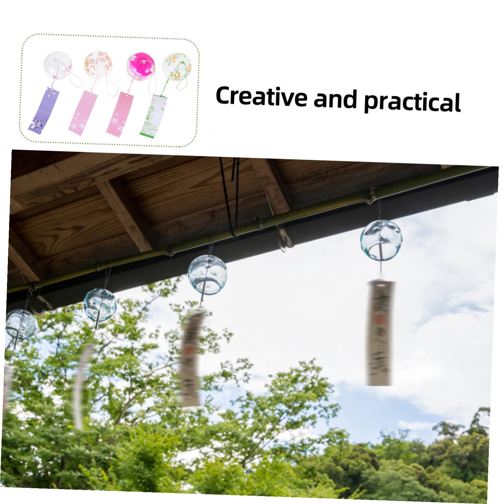 iplusmile Campanelli Vento in Vetro 4 Pezzi Decorativi da Appendere per Balcone e Giardino Design Semplice e Funzione Rilassante per Esterno