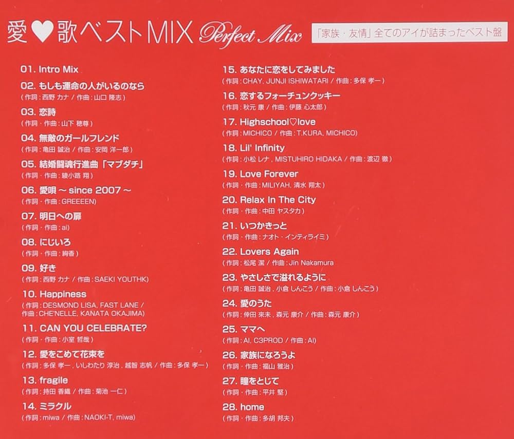 Amazon.co.jp: 愛歌ベストPerfect Mix-「家族・友情」全てのアイ