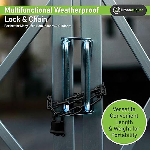Miniatura 5 de Urban August Cadena de seguridad endurecida de 0.315 pulgadas de grosor con un bloqueo de almohadilla resistente a la intemperie Cerradura de