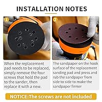 Vista 4 de Paquete de 2 Almohadillas de Lijadora Orbital de 5 Pulgadas con 8 Agujeros Compatible con Ridgid R2501 R2600 R2601 R8606 Lijadora Orbital Aleatoria