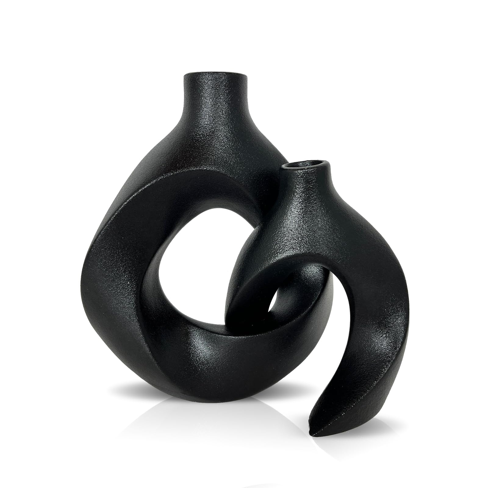 Vase en céramique noir beignet pampa déco moderne salon maison style nordique bohème