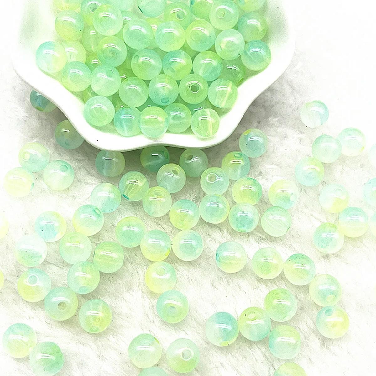 HUIOYG 50pcs 8mm Double Acrylic Beads Loose Spacer Beads for Jewelry Making