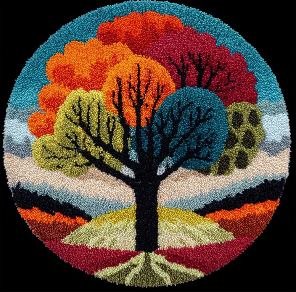 kitphoenix Round DIY Rug Kit Four Seasons Tree