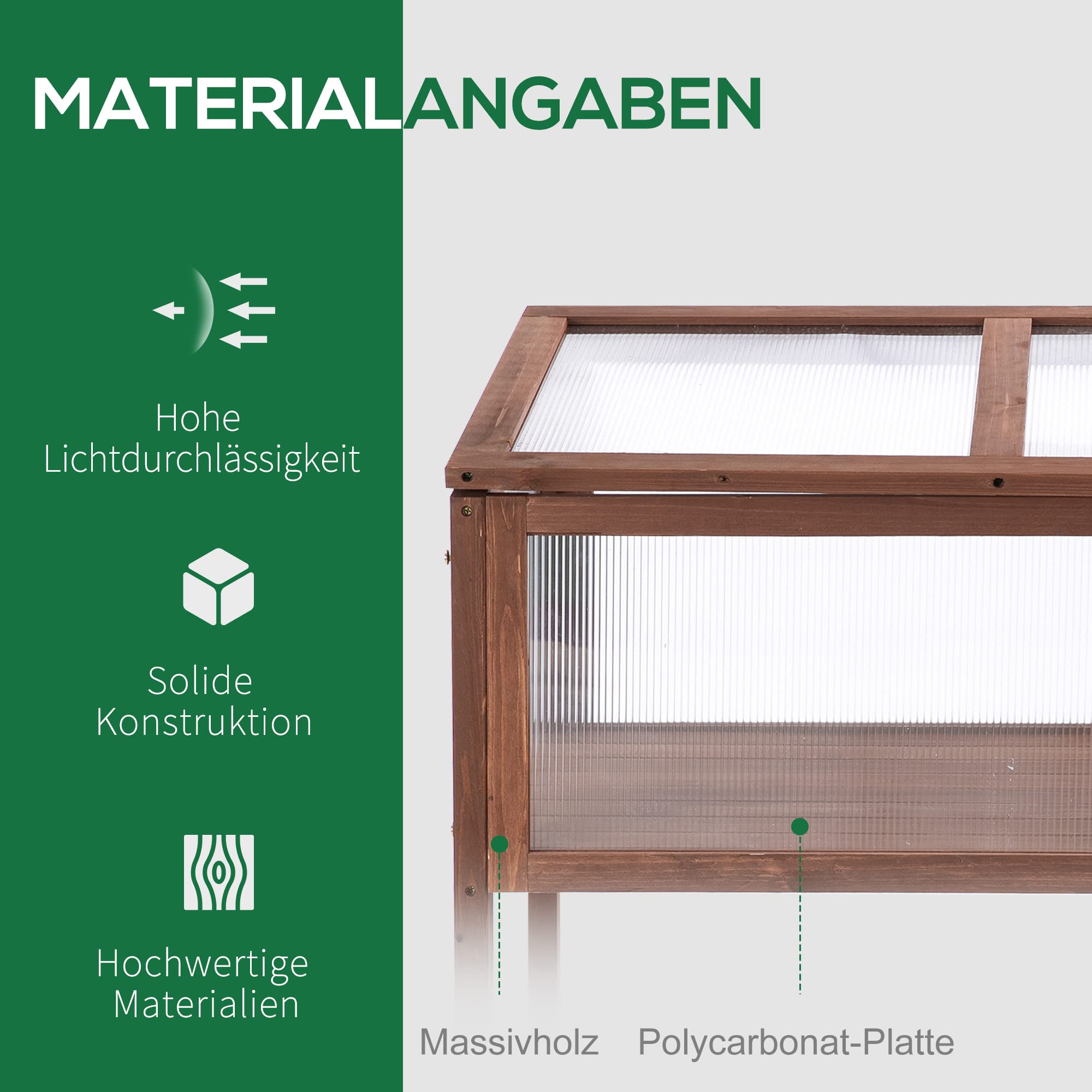 Outsunny Hochbeet aus Holz mit Füßen Frühbeet 90 x 50 x 93 cm Braun
