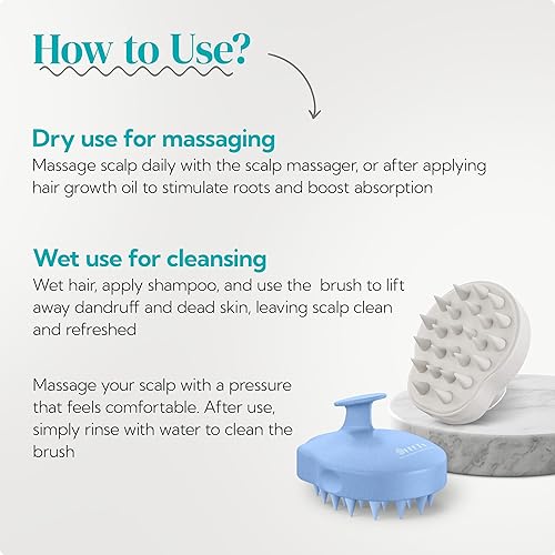 Vista 5 de HEETA Masajeador de cuero cabelludo para el crecimiento del cabello, cerdas de silicona suaves para eliminar la caspa y aliviar la picazón