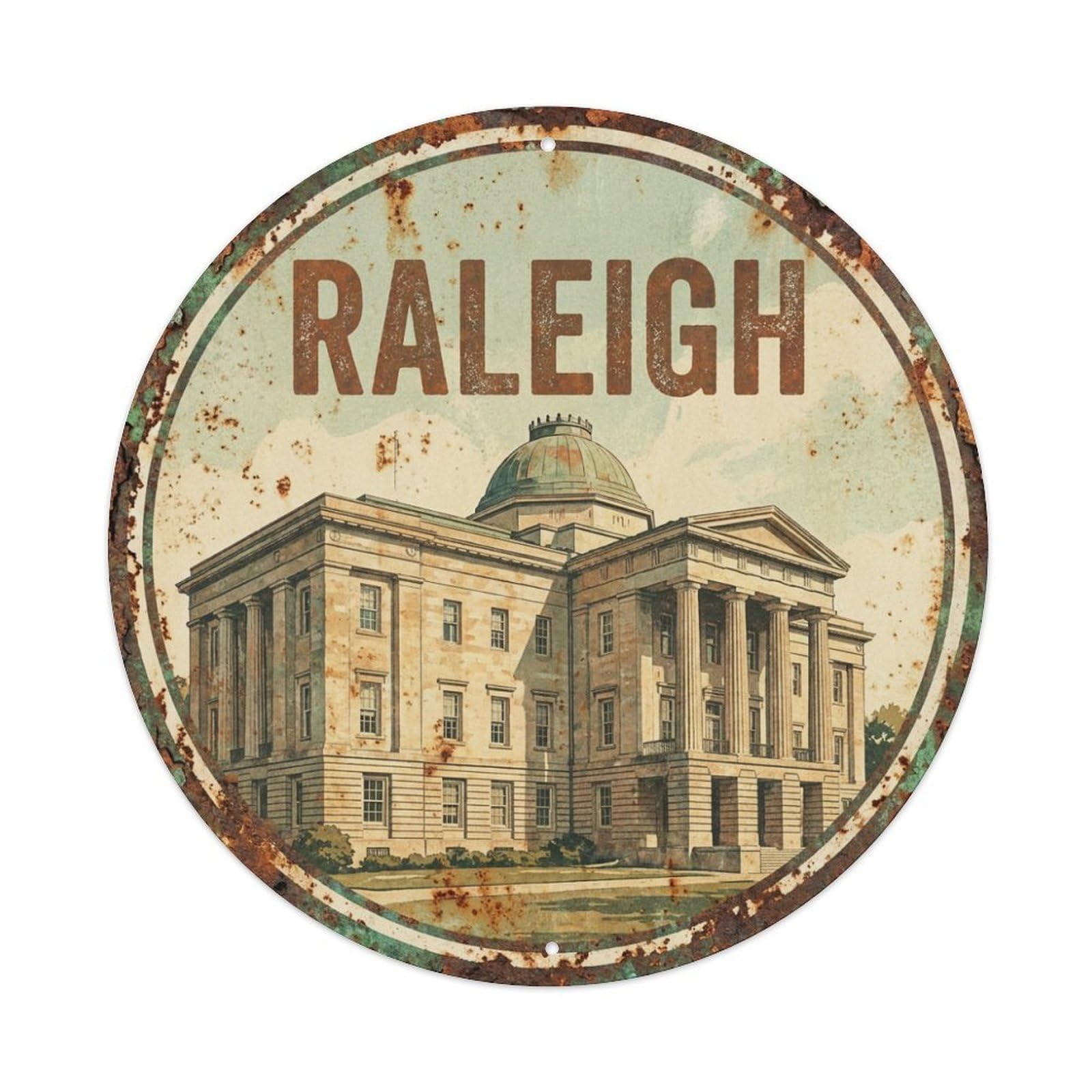 Tgrcjimh Style Metal Tin Sign Usa Vintage Travel Raleigh