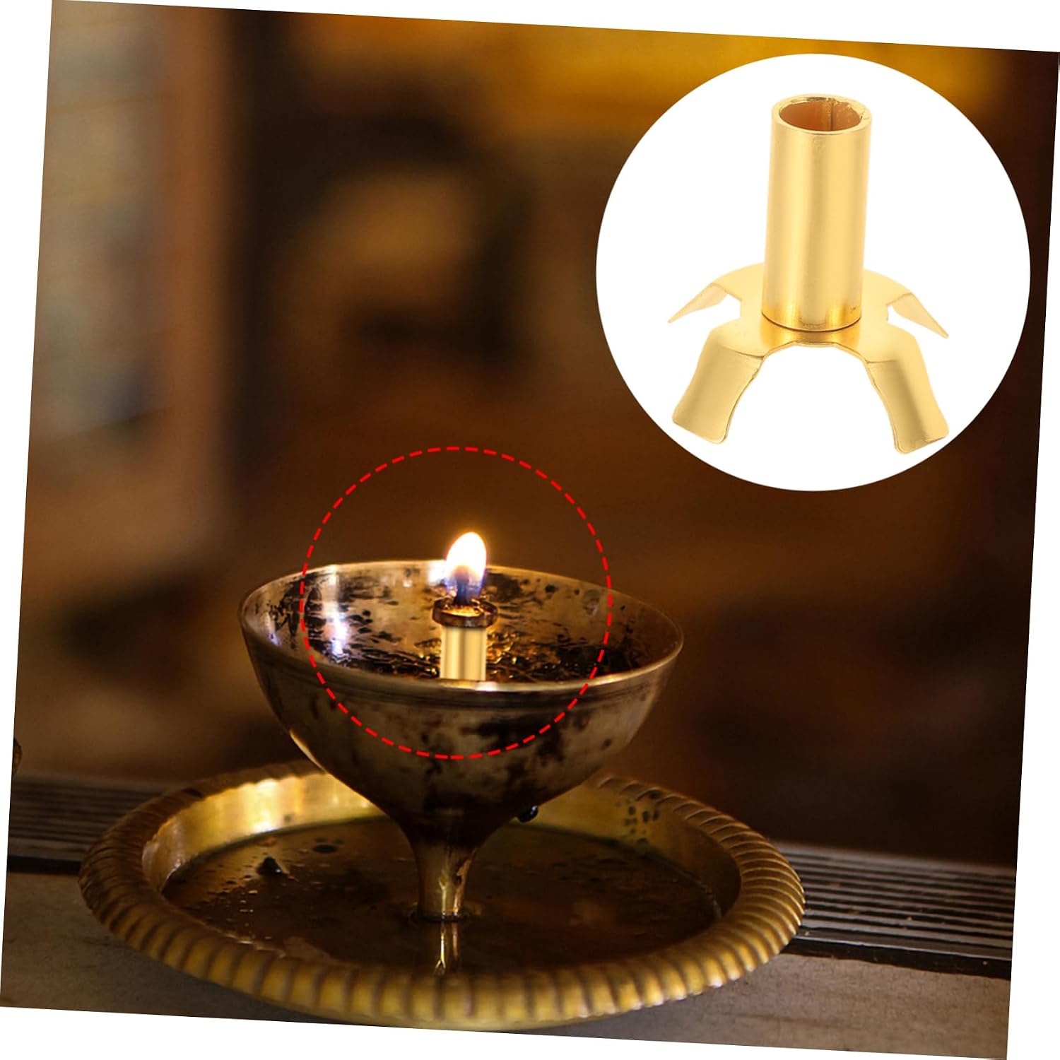 4Pcs Wick Holder for Buddhist Oil Lamps Oil Light Rack for Meditation Relaxation and Home Display Ideal for Butter Lamps and Oil Candle Use