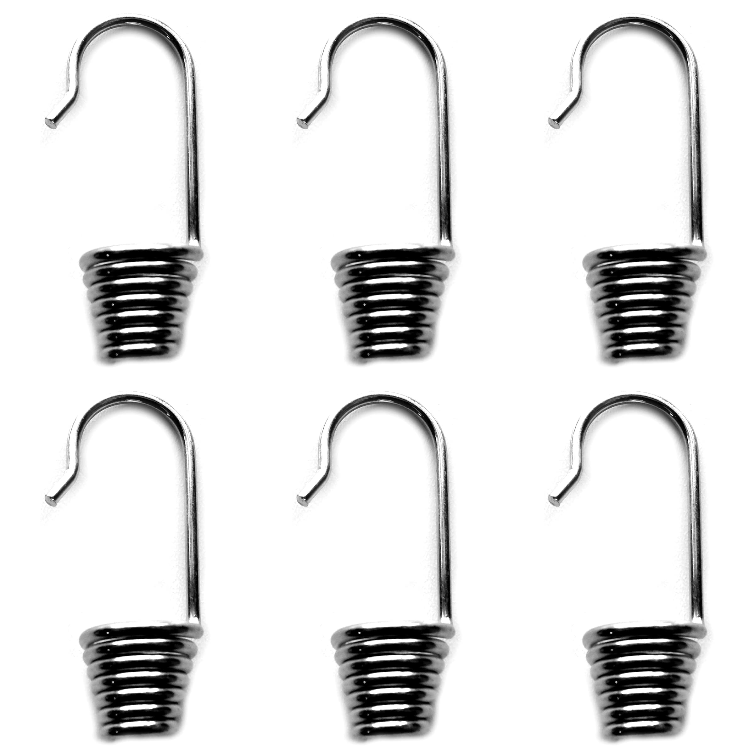 Steel Bungee Shock Cord Hook Spiral Wire Hooks End for 6 mm Elastic Rope Strapping Tape (6 mm, 50 pieces)