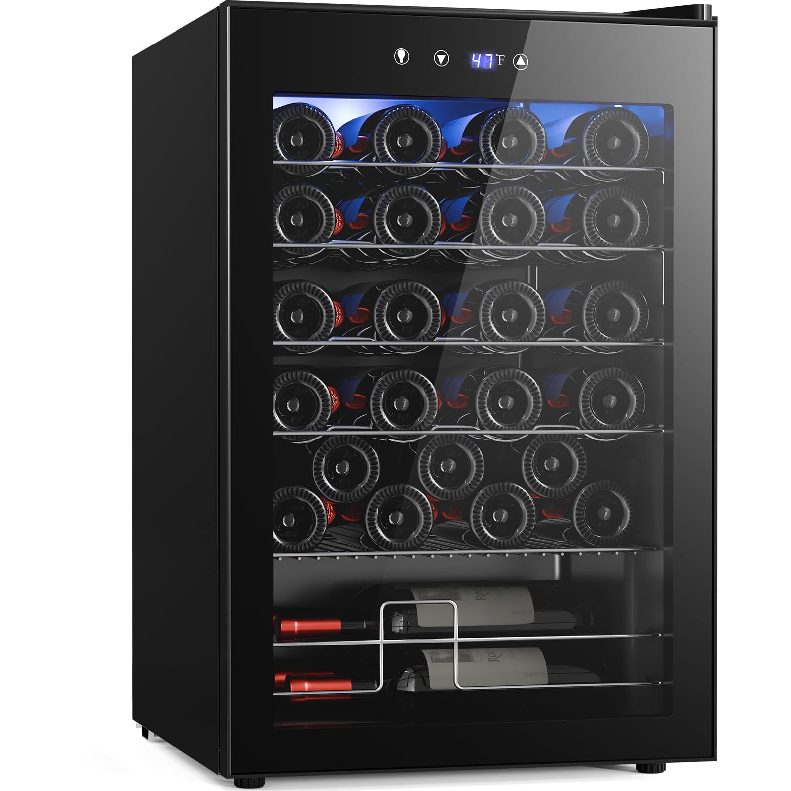 Antarctic Star 36 Bottle Wine Cooler/Cabinet BeverageRefrigerator Small Mini Wine Cellar Beer Soda Bar Fridge Quiet Operation Compressor Freestanding with Adjust Temperature 32°F- 61°F, 4.5 Cu.Ft Mini Fridge for home/bar/office, Black