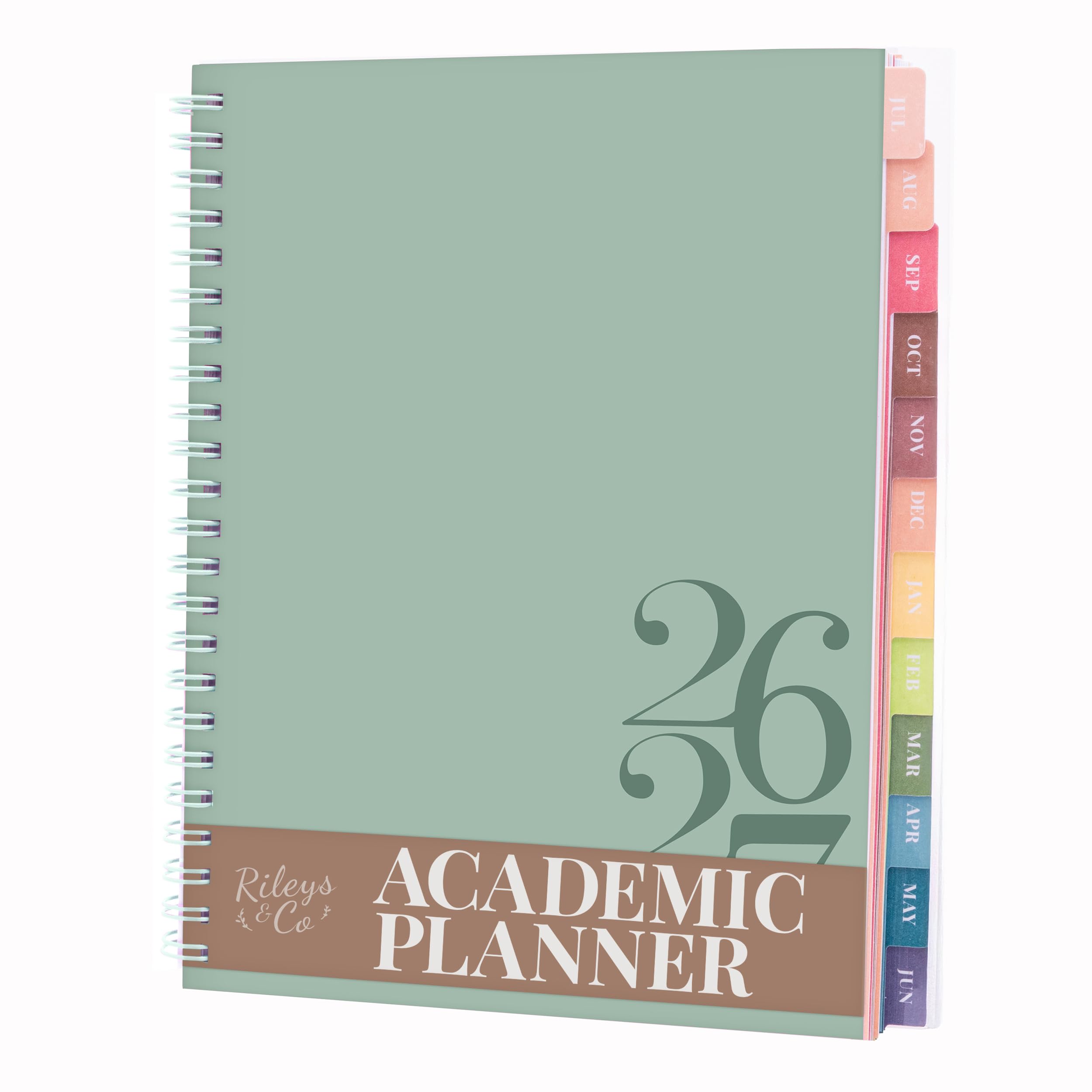 Rileys Academic Diary 2026-2027, Daily, Weekly & Monthly Planner, July 2026 - June 2027, Student Notes Pages, Twin-Wire Binding, Weekly Agenda for School & Work (20 x 15 cm, Green, Classic)