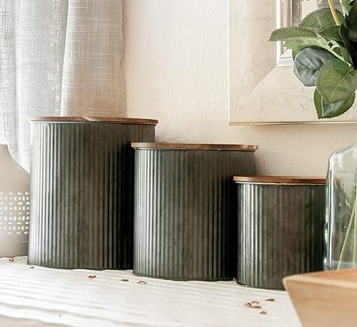 Botes de cocina de granja para encimera, aprox. 5, 4 y 2 cuartos de galónjuegos de recipientes de lata para la cocinadecoración rústica del